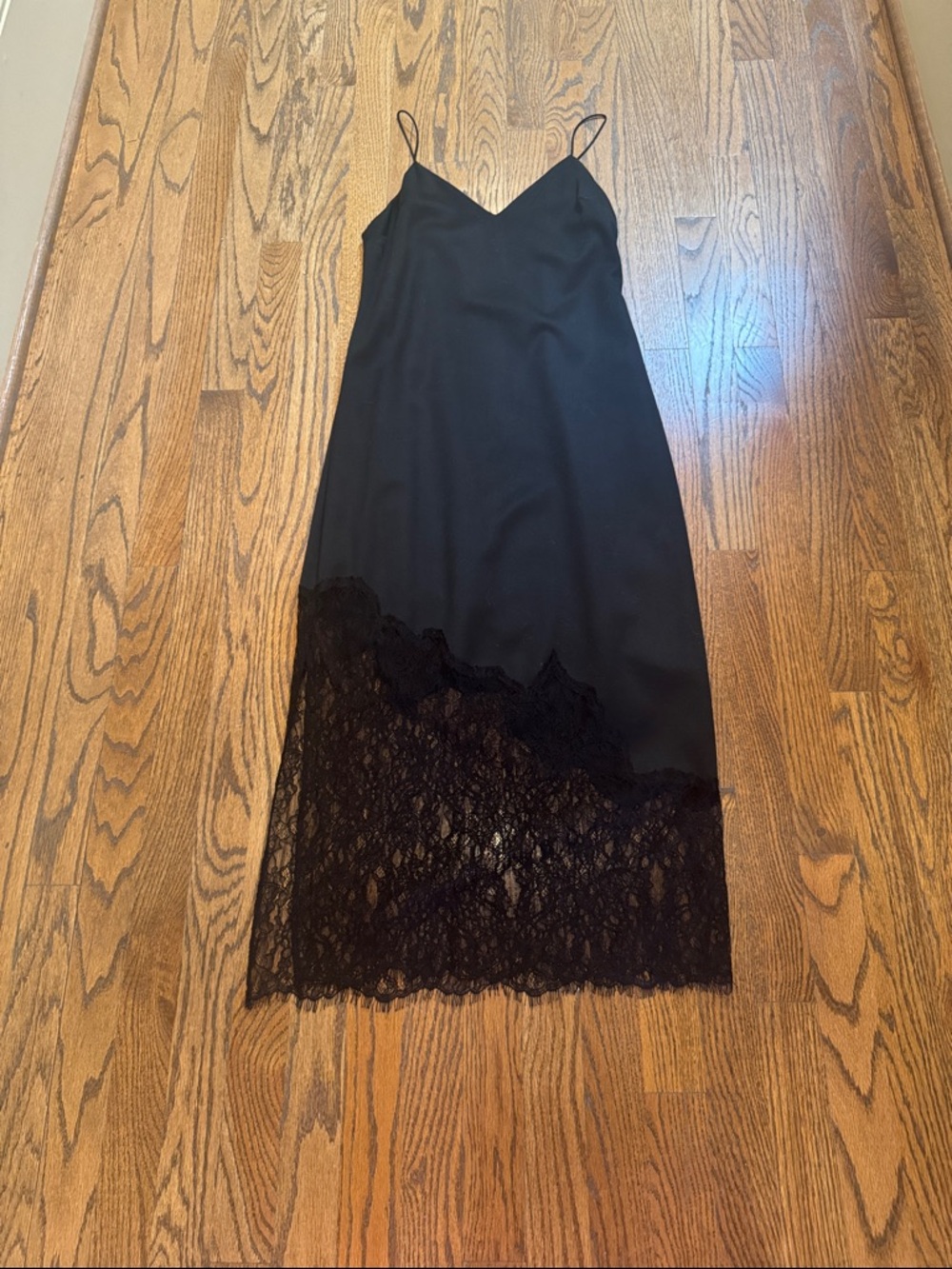 Alice + Olivia Black Spaghetti Strap Slip Dress